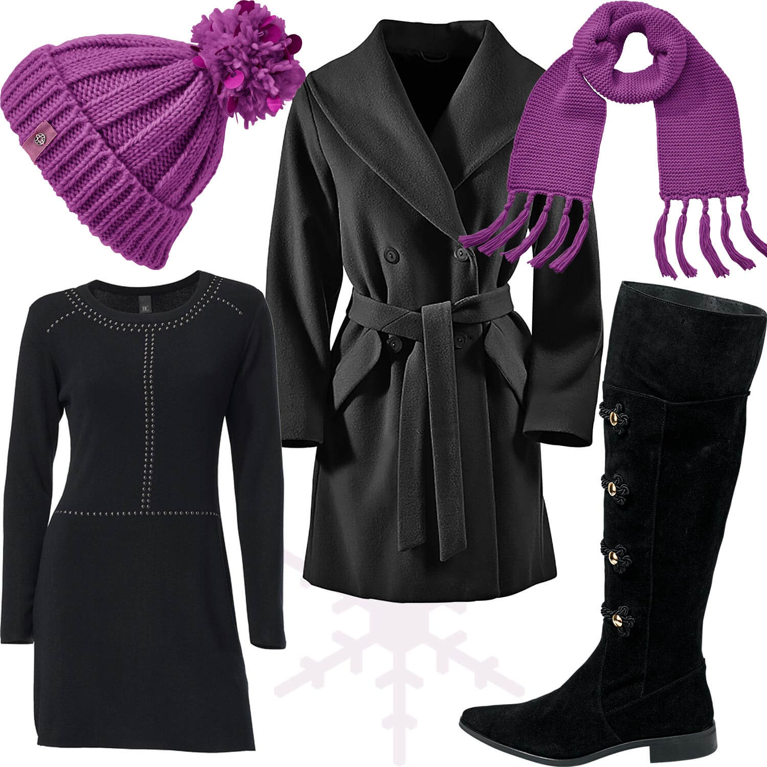 Weihnachtsmarkt-Outfit 6: Elegant in schwarz und fuchsia