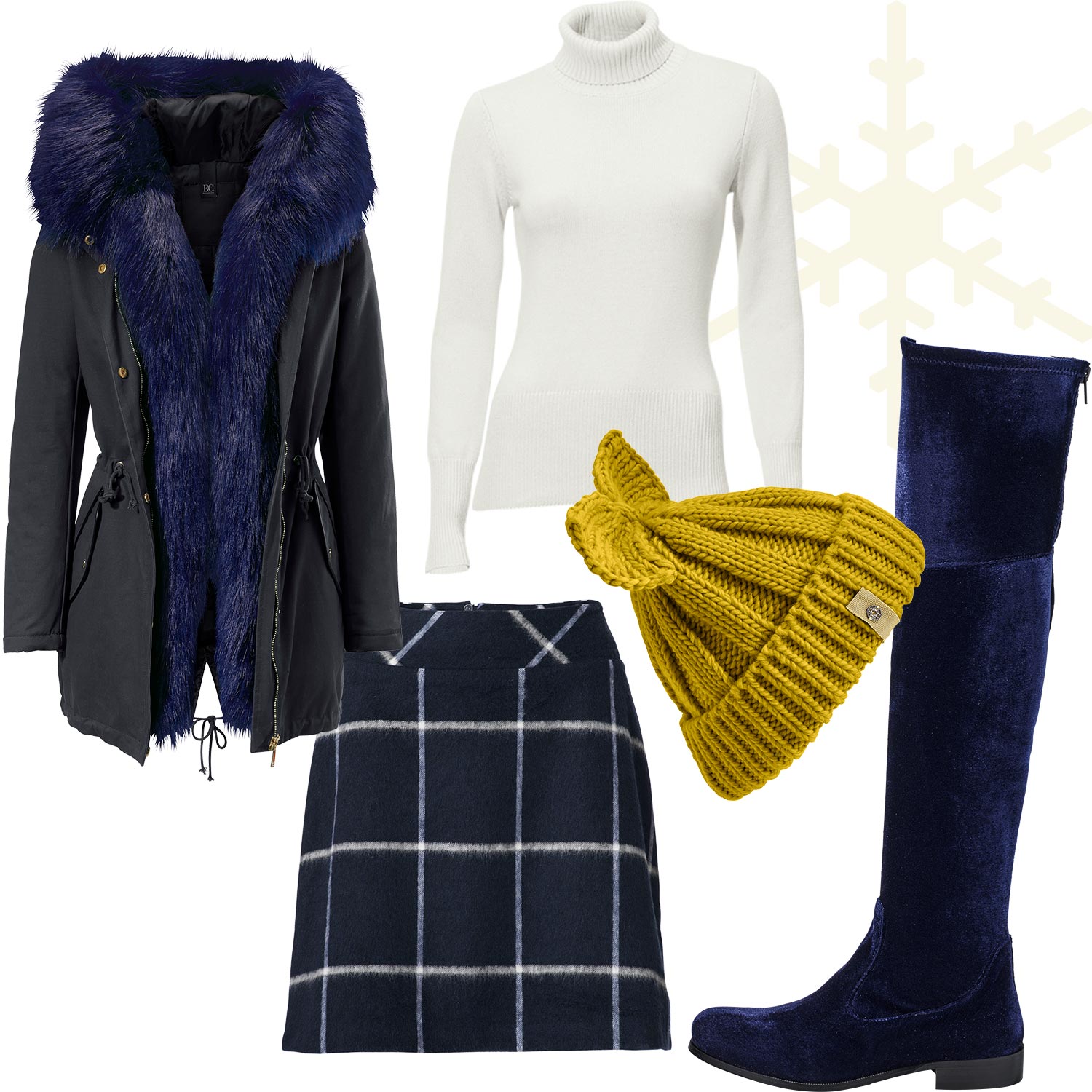 Weihnachtsmarkt-Outfit 1: Trendy in Royalblau und Samt