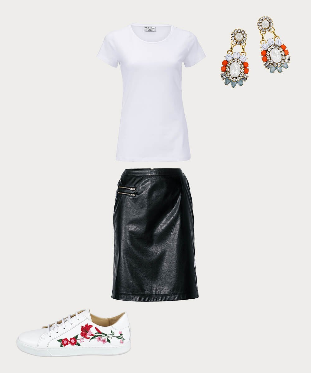 Weißes Shirt mit Pencilskirt Weißes Shirt mit Pencilskirt