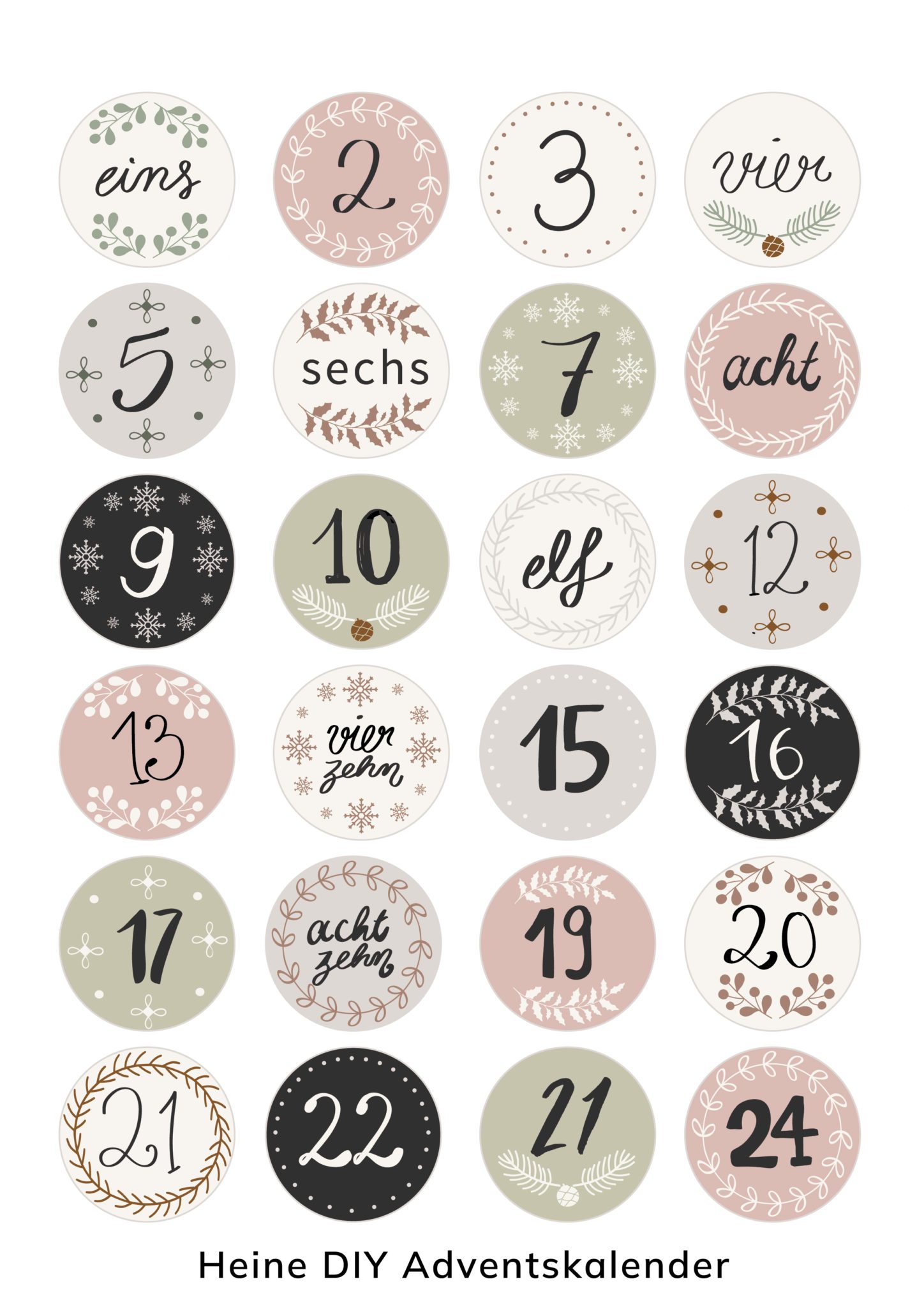 DIY Adventskalender – Kostenlose Adventskalenderzahlen zum Ausdrucken
