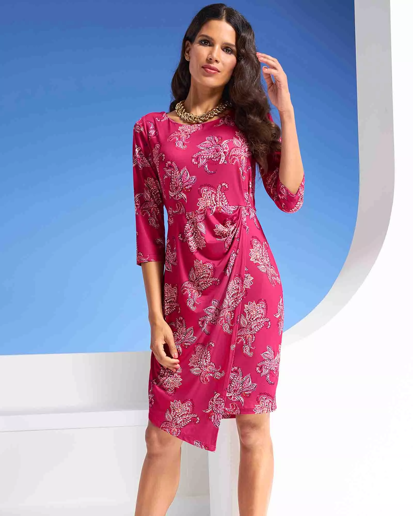 Kleid Pink floral raffinierte Wickeloptik