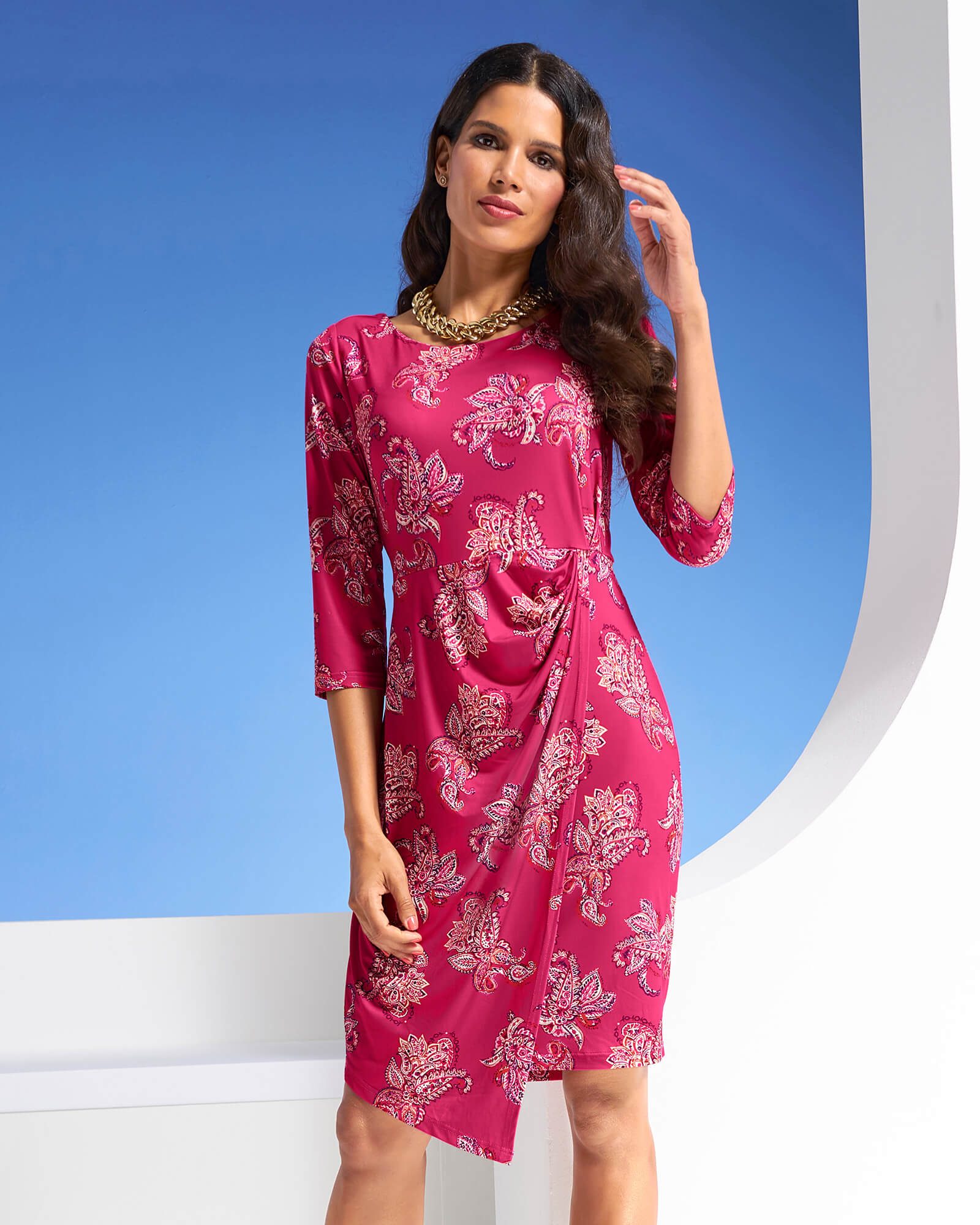 Florales Kleid in Fuchsia